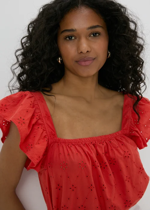 Red Broderie Ruffle Cami Top - 8 Image 3