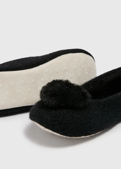 Black Heart Pom Ballet Slippers - Size 3 Image 2