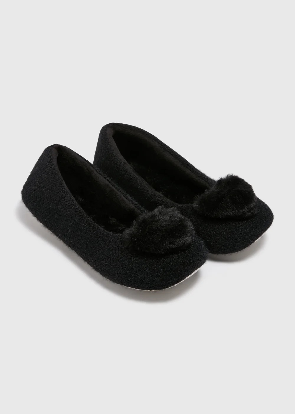 Black Heart Pom Ballet Slippers - Size 3 Image 1