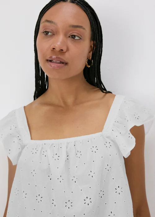 White Frilled Broderie Cami Top - 8 Image 3