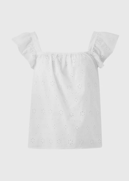 White Frilled Broderie Cami Top - 8 Image 5