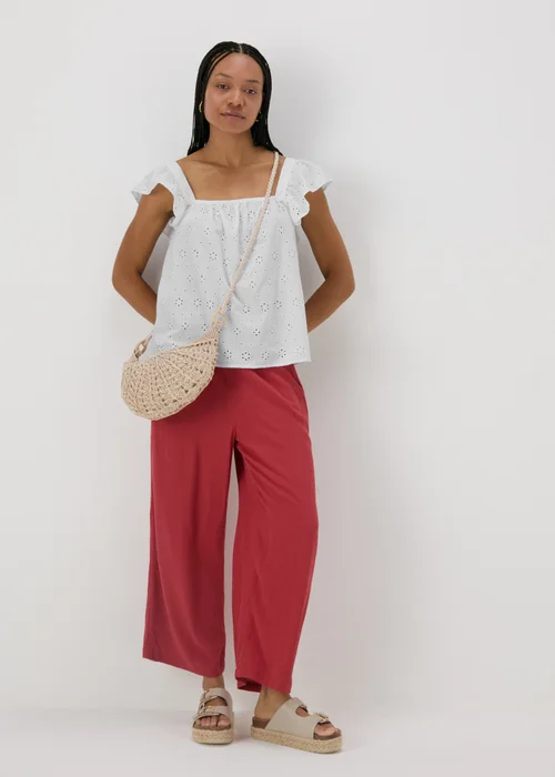 White Frilled Broderie Cami Top - 8 Image 4