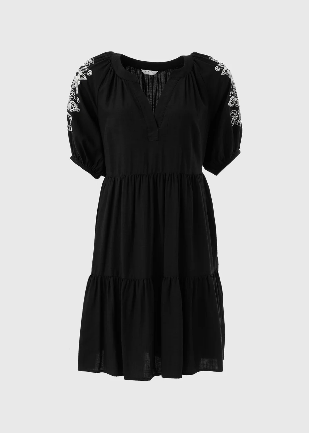 Black Embroidered Tiered Smock Dress - 8 Image 5