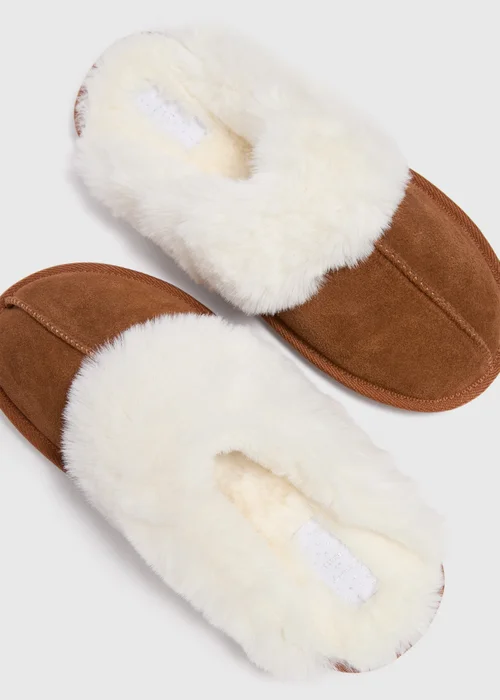 Tan Suede Mule Slippers - S Image 2