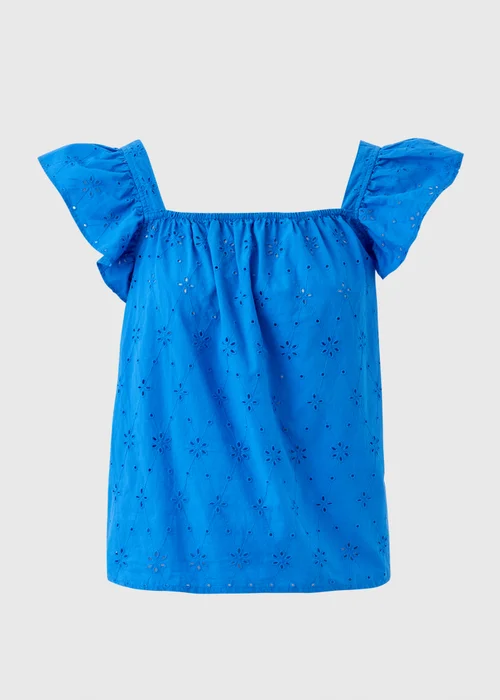 Blue Frilled Broderie Cami Top - 8 Image 5