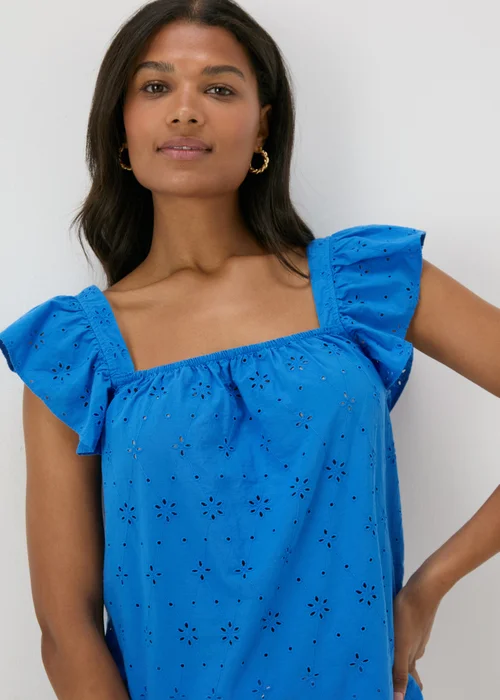 Blue Frilled Broderie Cami Top - 8 Image 3