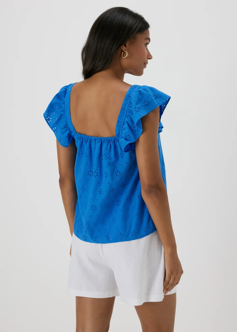 Blue Frilled Broderie Cami Top - 8 Image 2