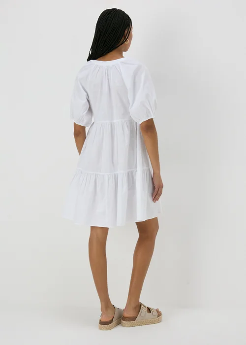 White Tiered Smock Mini Dress - 8 Image 2