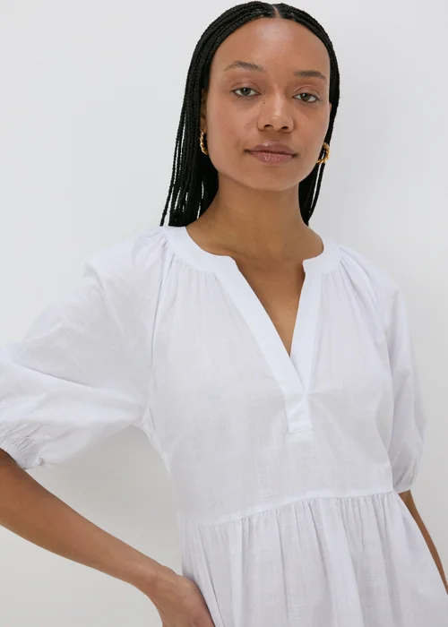 White Tiered Smock Mini Dress - 8 Image 3