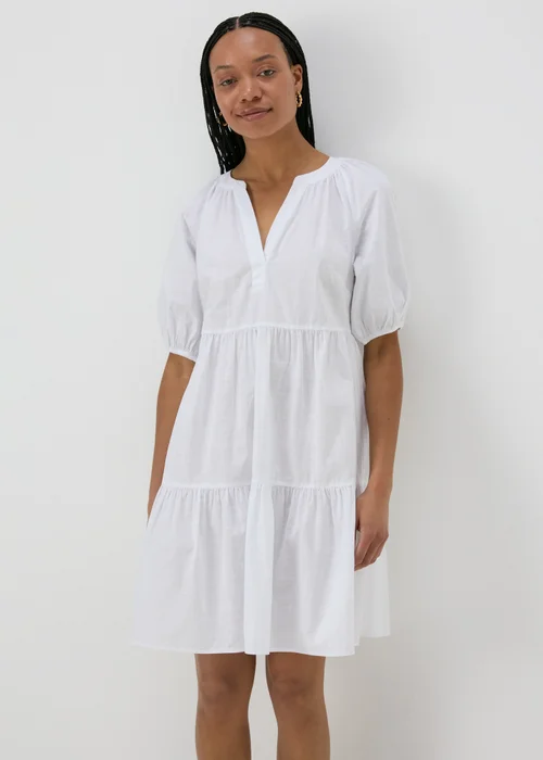 White Tiered Smock Mini Dress - 8 Image 1