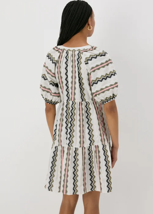 Cream Jacquard Stripe Smock Mini Dress - 8 Image 2