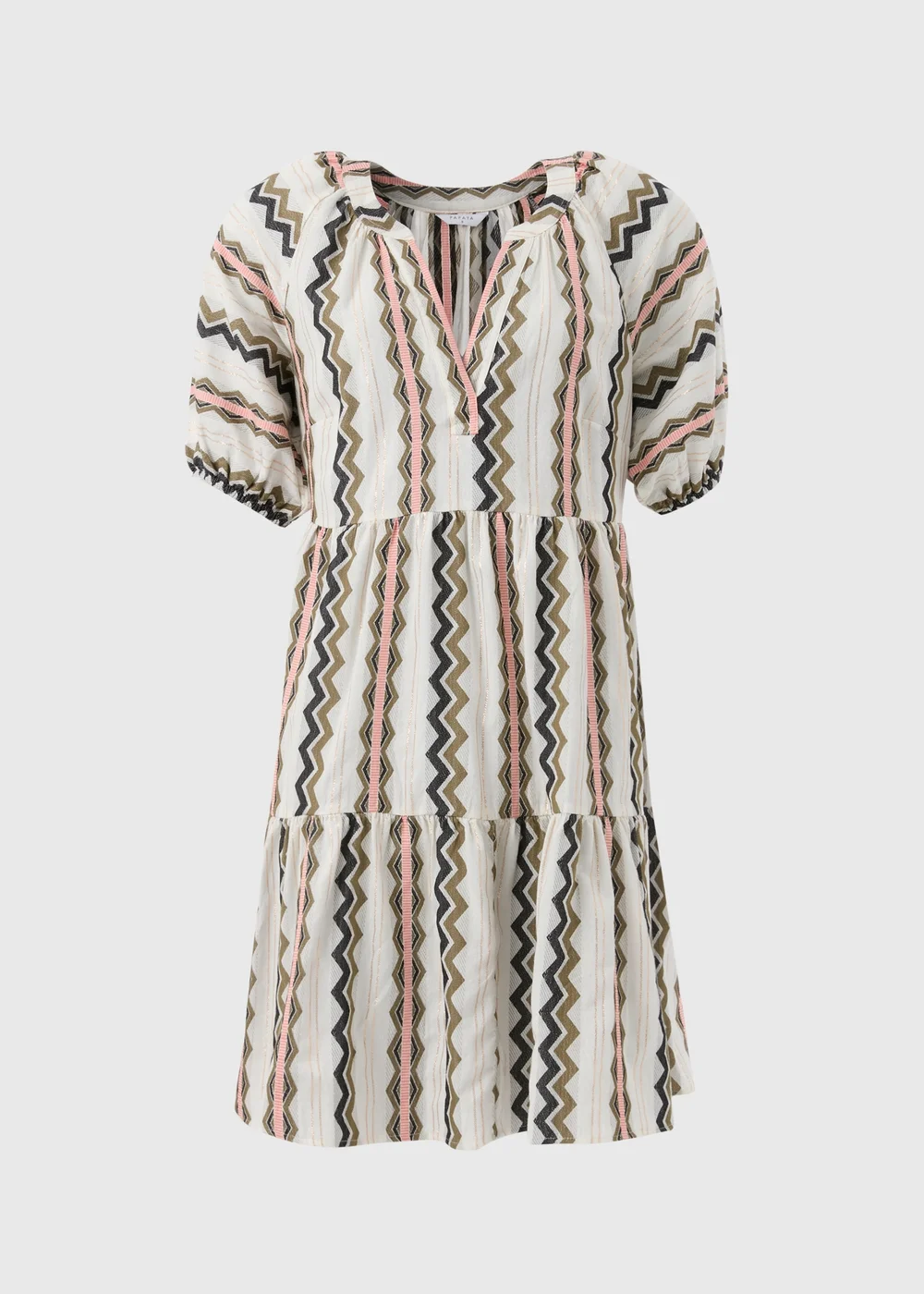 Cream Jacquard Stripe Smock Mini Dress - 8 Image 5