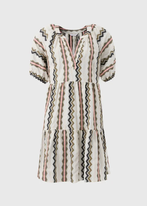 Cream Jacquard Stripe Smock Mini Dress - 8 Image 5