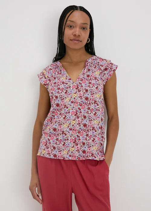 Multicolour Floral V-Neck Blouse - 8 Image 1