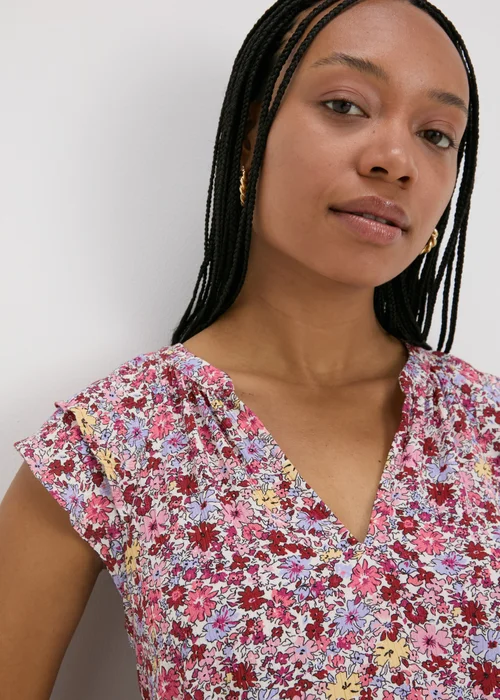 Multicolour Floral V-Neck Blouse - 8 Image 3