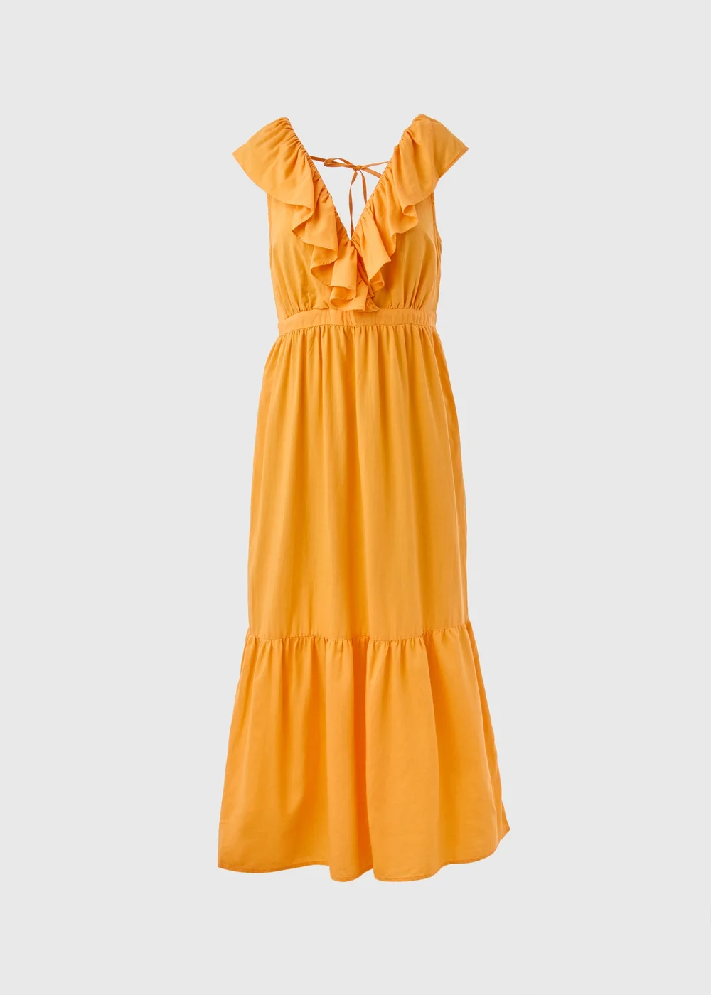 Yellow Frill V-Neck Midi Dress - 8 Image 5
