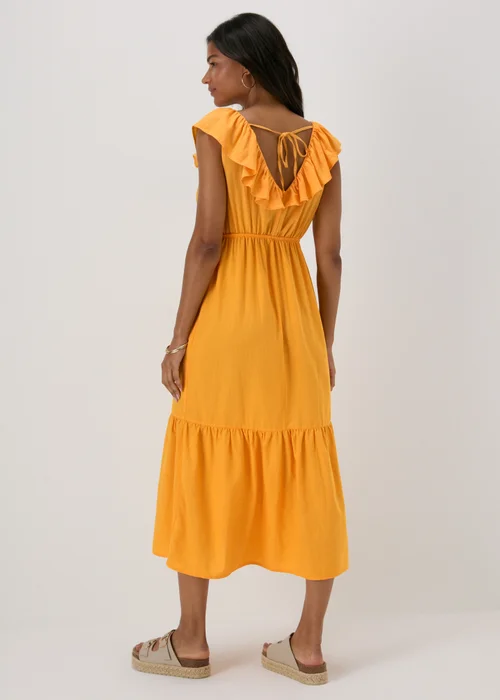 Yellow Frill V-Neck Midi Dress - 8 Image 2