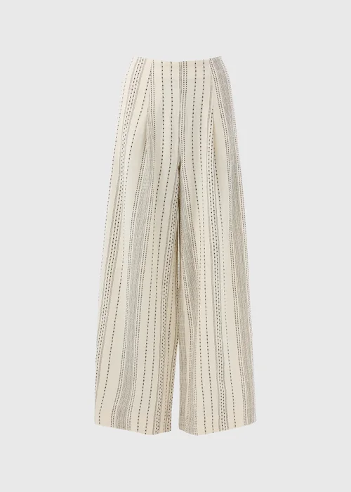 Ecru Stripe Cotton Wide Leg Trousers - 8 Image 5