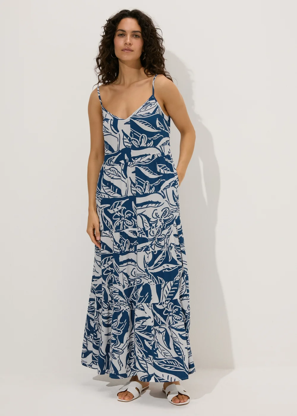 Blue Patterned Crinkle Cami Dress - 8 Image 1
