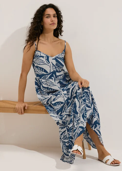 Blue Patterned Crinkle Cami Dress - 8 Image 4