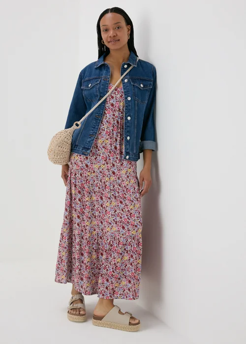 Multicolour Floral Crinkle Cami Midi Dress - Size 8 Image 4