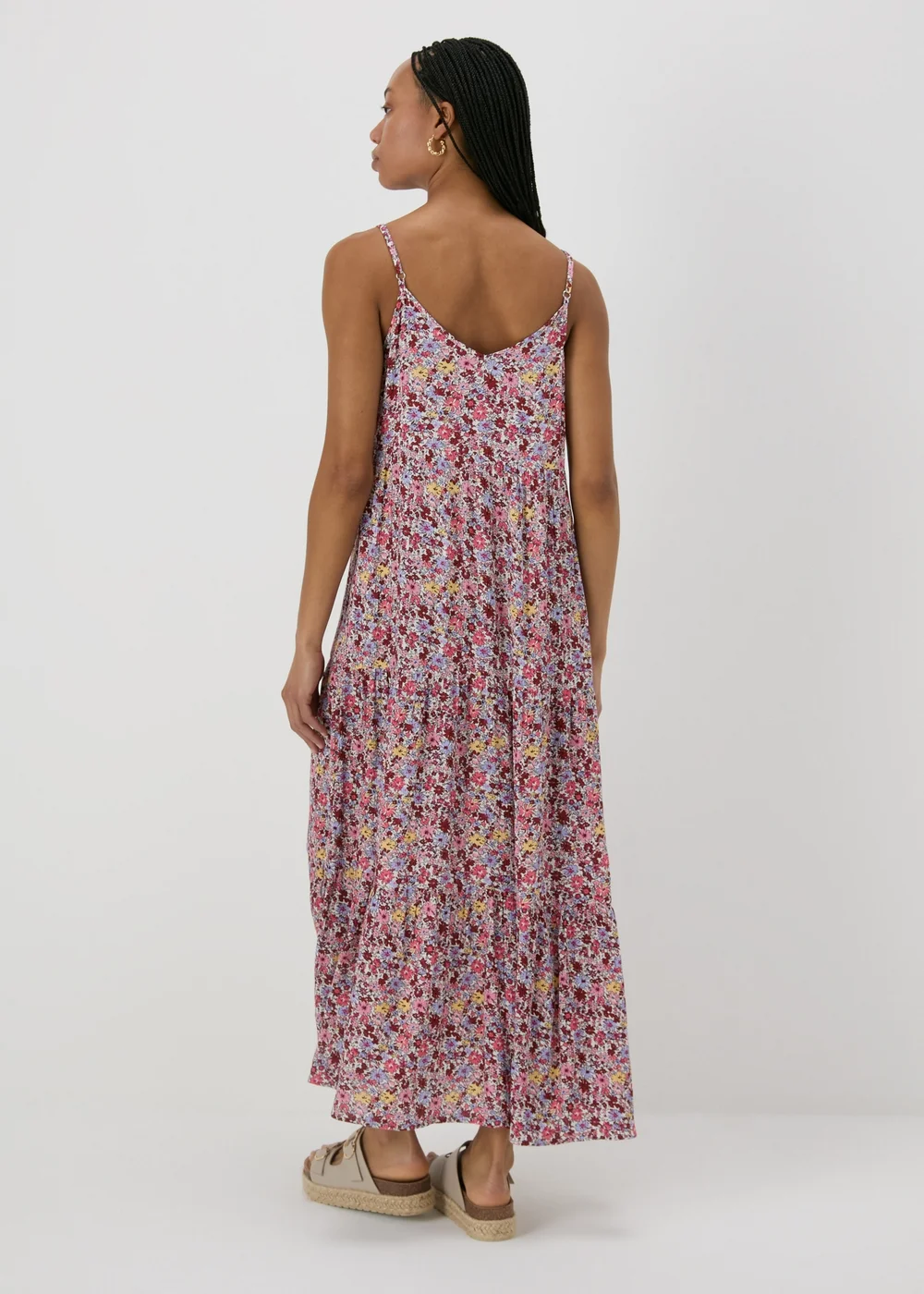 Multicolour Floral Crinkle Cami Midi Dress - Size 8 Image 2