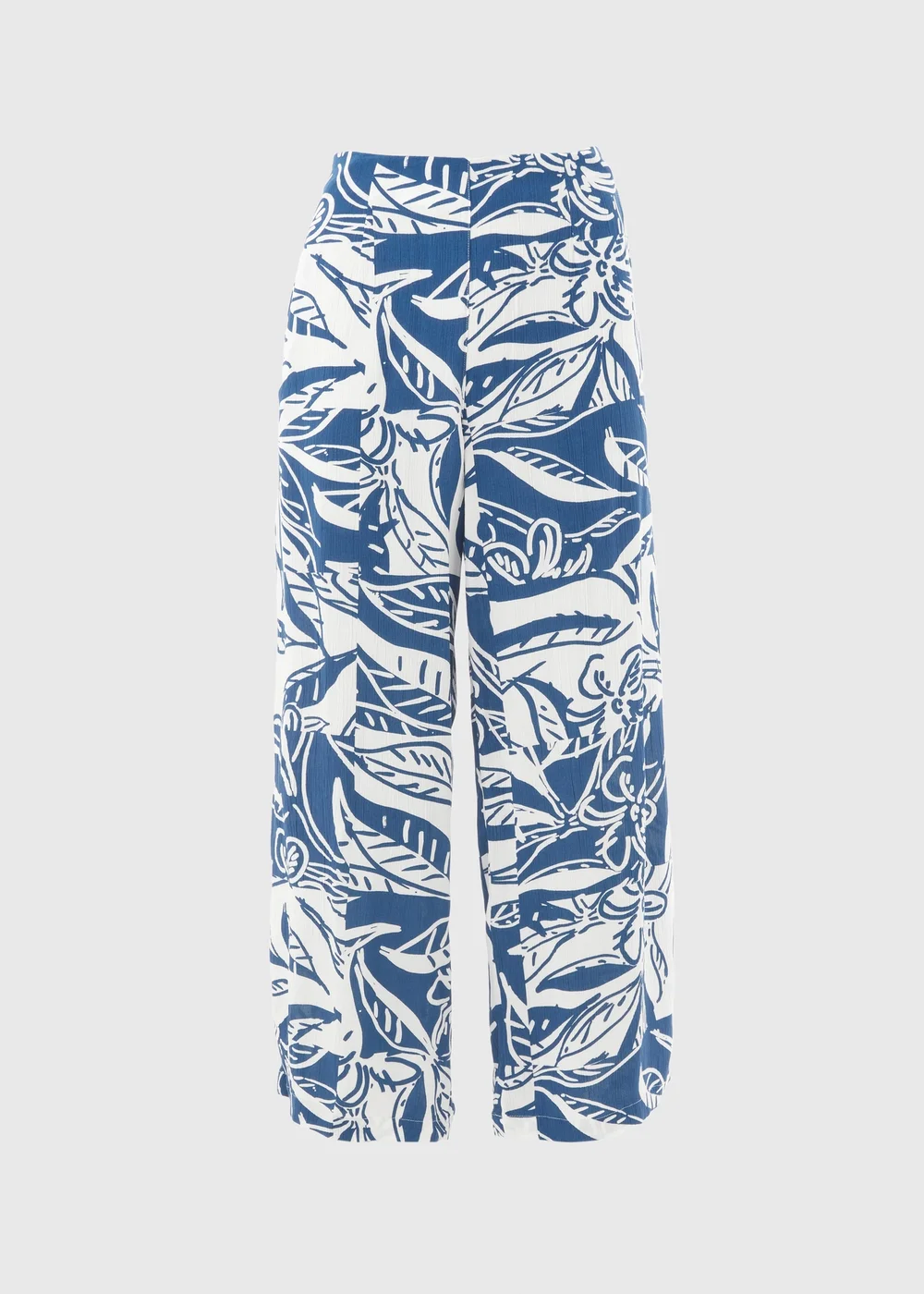 Blue Printed Crinkle Crop Trousers - 8 Image 5