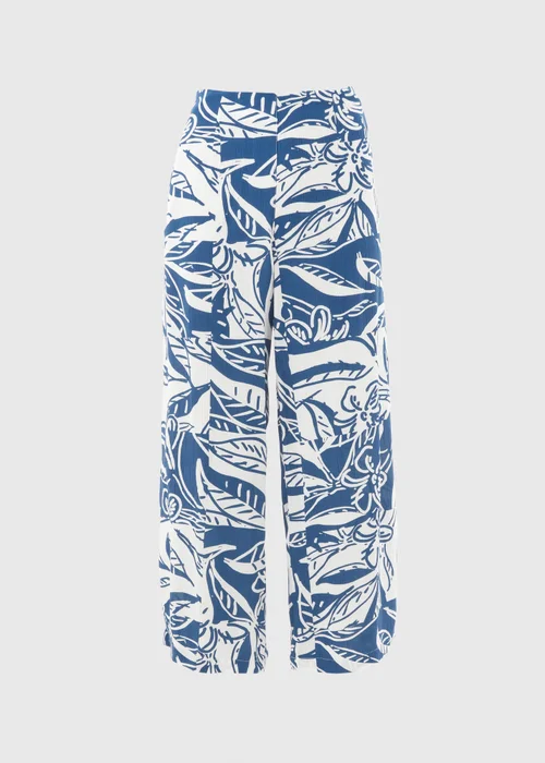 Blue Printed Crinkle Crop Trousers - 8 Image 5