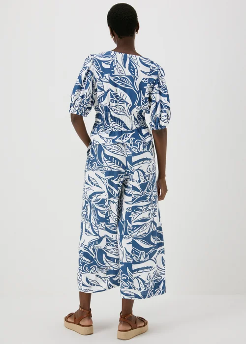 Blue Printed Crinkle Crop Trousers - 8 Image 2