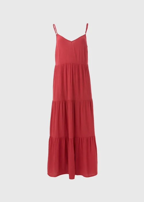 Red Crinkle Tiered Maxi Dress - 8 Image 5