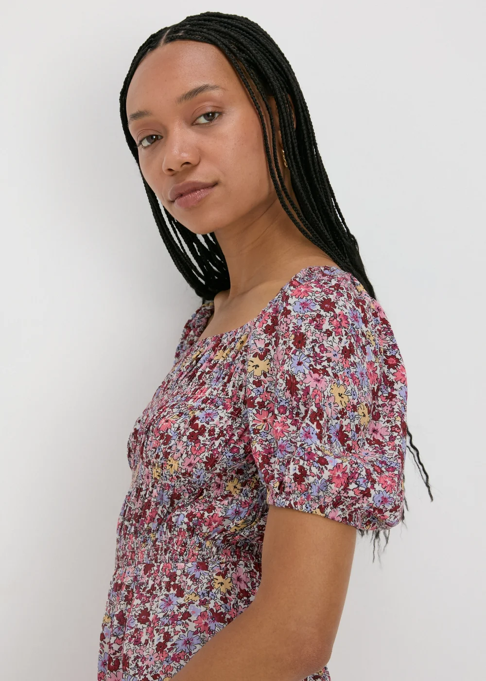 Multicolour Floral Puff Sleeve Midi Dress - 8 Image 3