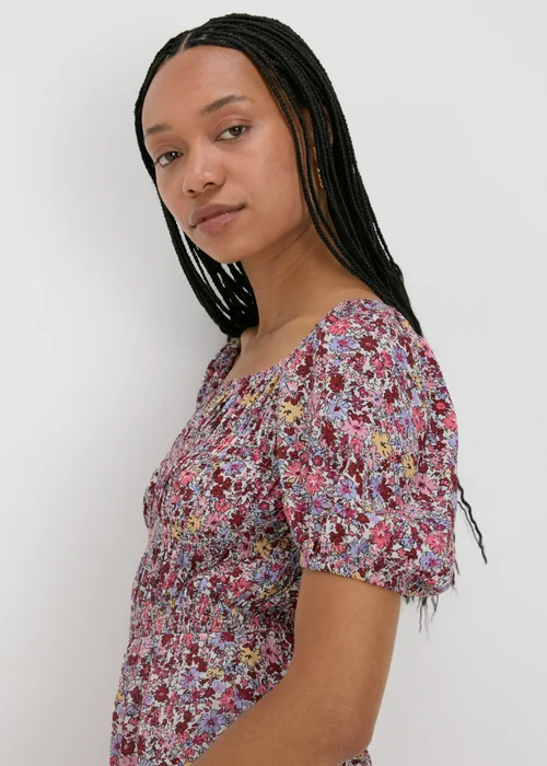 Multicolour Floral Puff Sleeve Midi Dress - 8 Image 3