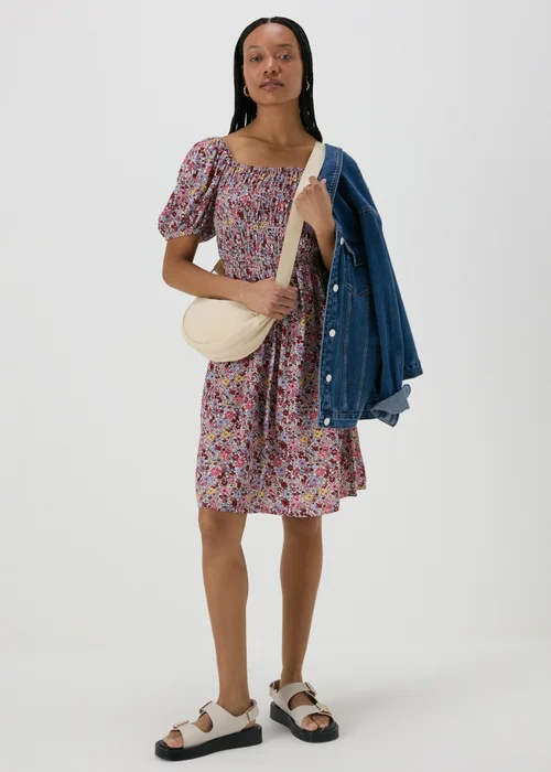 Multicolour Floral Puff Sleeve Midi Dress - 8 Image 4