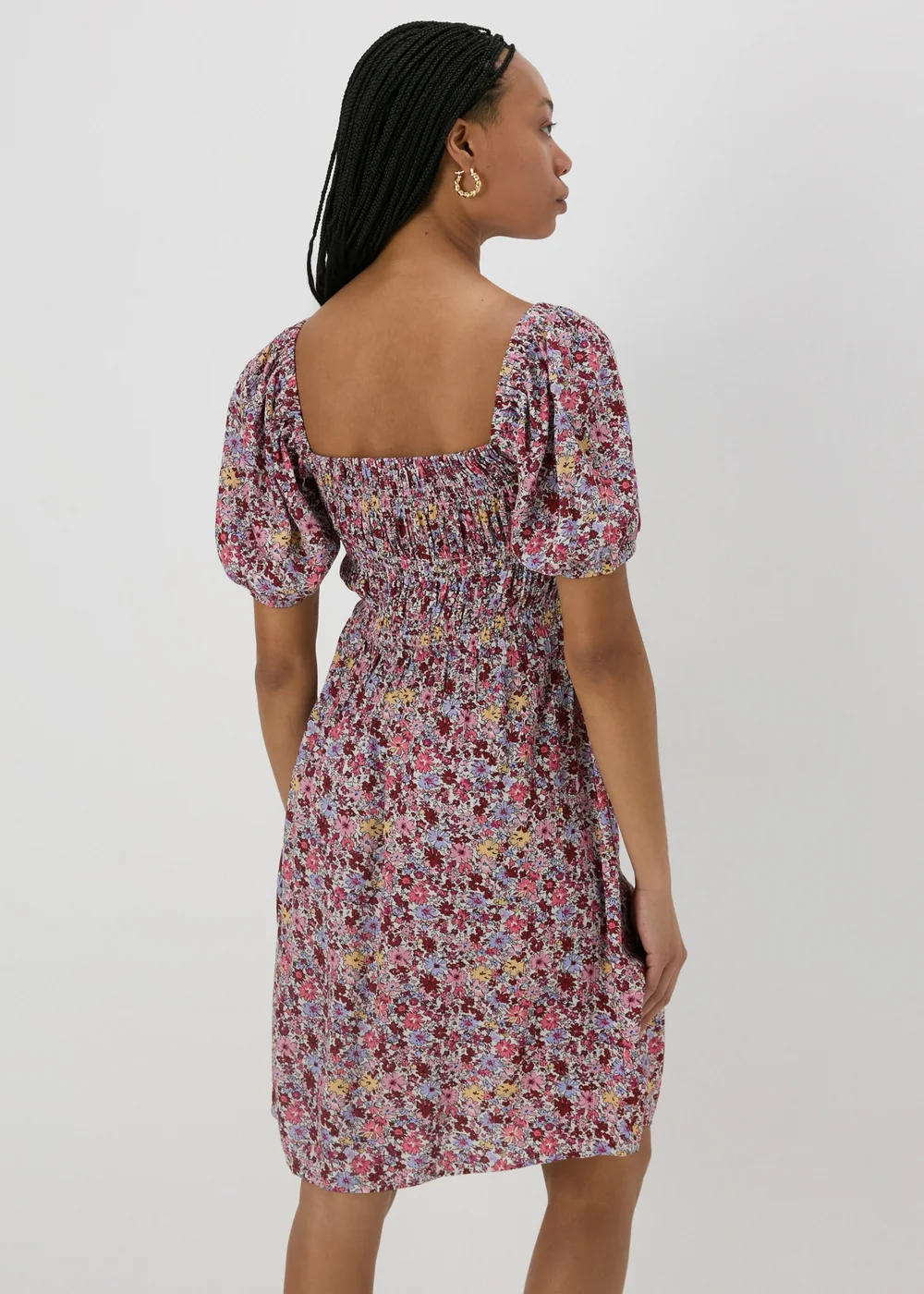 Multicolour Floral Puff Sleeve Midi Dress - 8 Image 2