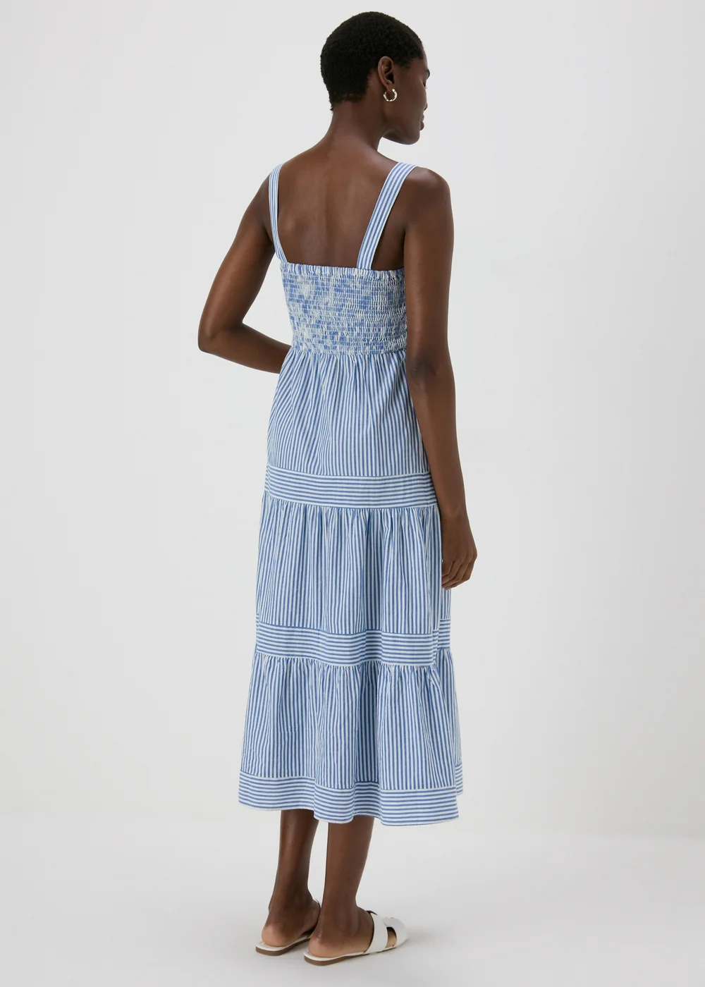 Blue Stripe Tiered Maxi Dress - 8 Image 2