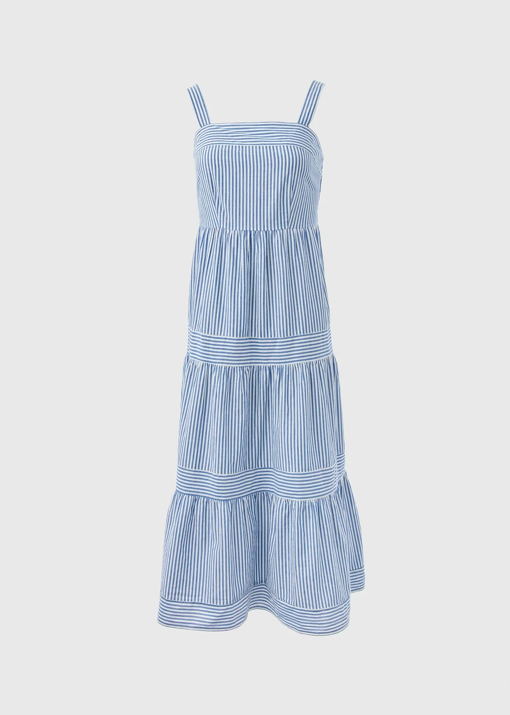Blue Stripe Tiered Maxi Dress - 8 Image 5