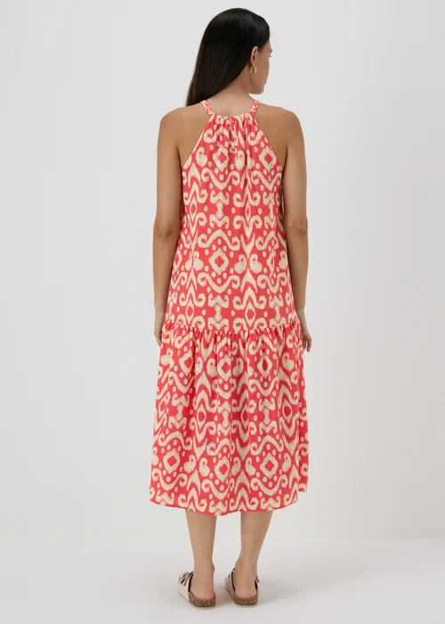 Red Printed Plaited Neck Midi Dress - 8 Image 2