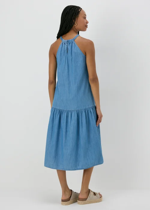 Denim Plaited Neck Midi Dress - Size 8 Image 2