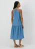Denim Plaited Neck Midi Dress - Size 8 Image 2