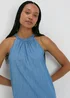 Denim Plaited Neck Midi Dress - Size 8 Image 3