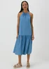 Denim Plaited Neck Midi Dress - Size 8 Image 1