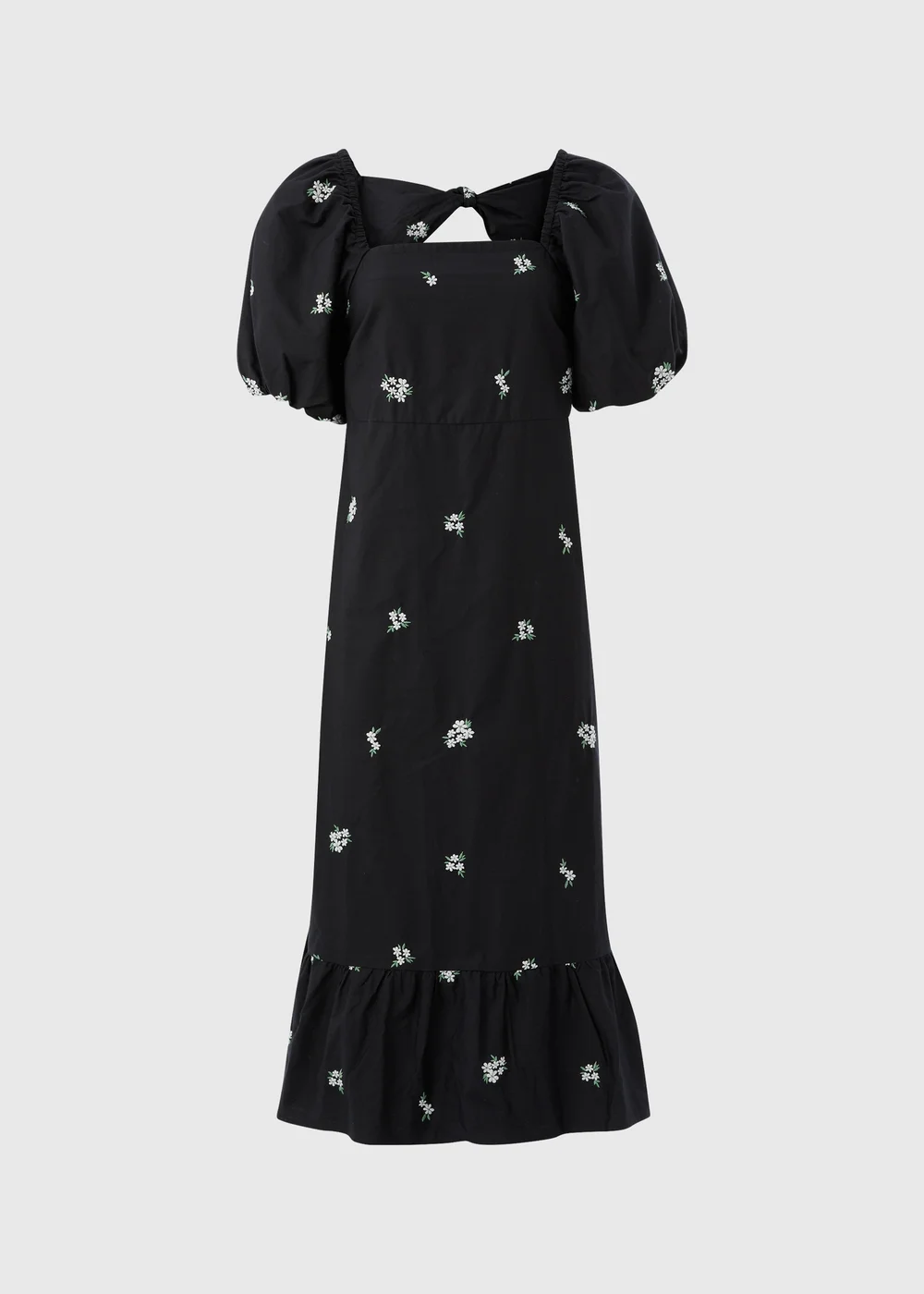 Black Floral Tie Back Midi Dress - 8 Image 5
