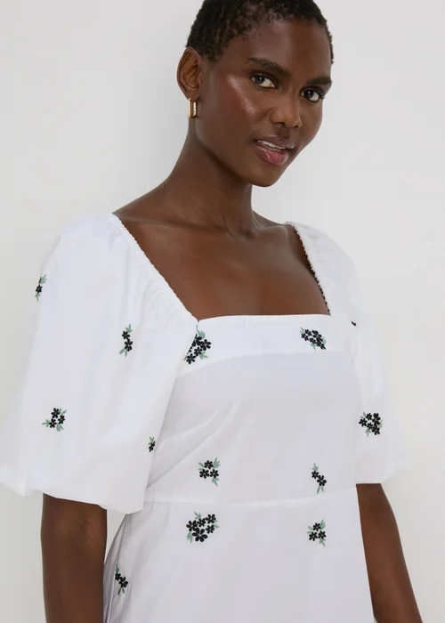White Floral Tie Back Midi Dress. - 8 Image 3