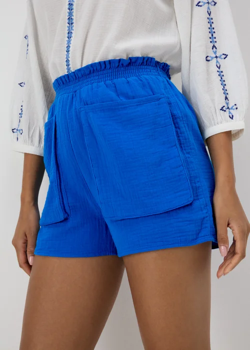 Blue Double Cloth Front Pocket Shorts - 8 Image 3