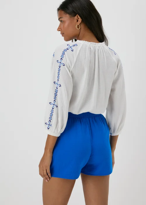 Blue Double Cloth Front Pocket Shorts - 8 Image 2