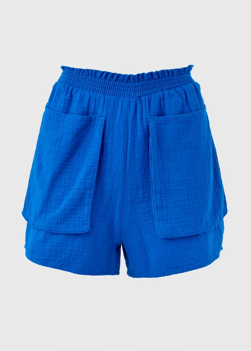 Blue Double Cloth Front Pocket Shorts - 8 Image 5