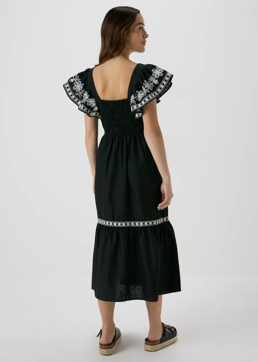 Black Embroidered Trim Dress - 8 Image 2