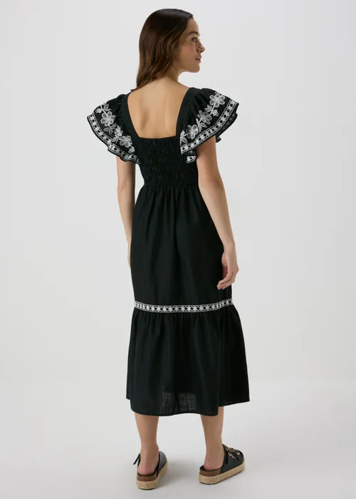Black Embroidered Trim Dress - 8 Image 2