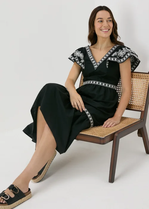 Black Embroidered Trim Dress - 8 Image 4