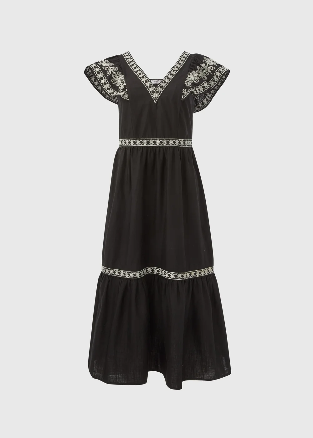 Black Embroidered Trim Dress - 8 Image 5